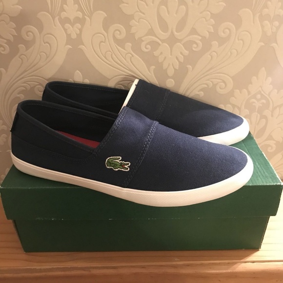 lacoste canvas slip ons